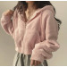 Women's plush fluffy cropped hoodie in various colors