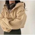 Women's plush fluffy cropped hoodie in various colors