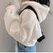 Women's plush fluffy cropped hoodie in various colors
