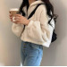 Women's plush fluffy cropped hoodie in various colors