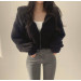 Women's plush fluffy cropped hoodie in various colors