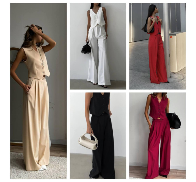 Women's trendy business classic two-piece suit with vest (S-XL) in various colors
