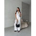 Natural fabric suit with cropped vest and palazzo pants