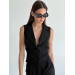 Natural fabric suit with cropped vest and palazzo pants