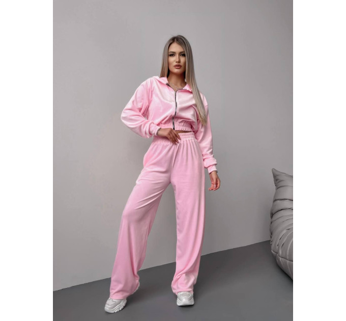 Trendy velour women's tracksuit, two-piece, large color palette