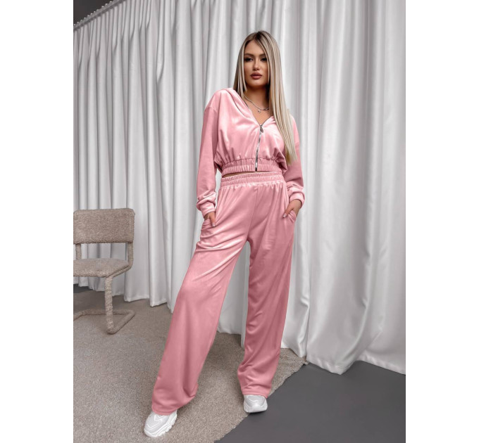 Trendy velour women's tracksuit, two-piece, large color palette