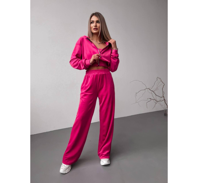 Trendy velour women's tracksuit, two-piece, large color palette