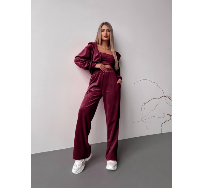 Trendy velour women's tracksuit, two-piece, large color palette