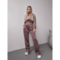 Trendy velour women's tracksuit, two-piece, large color palette 10447-5 (123)