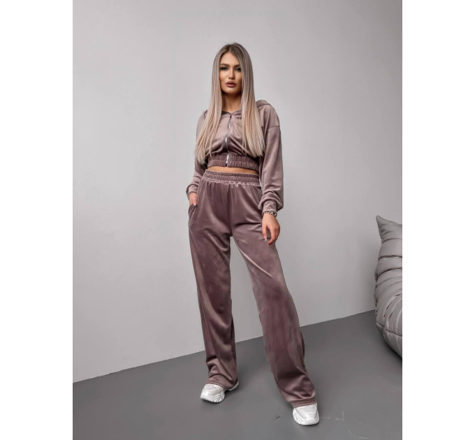 Trendy velour women's tracksuit, two-piece, large color palette