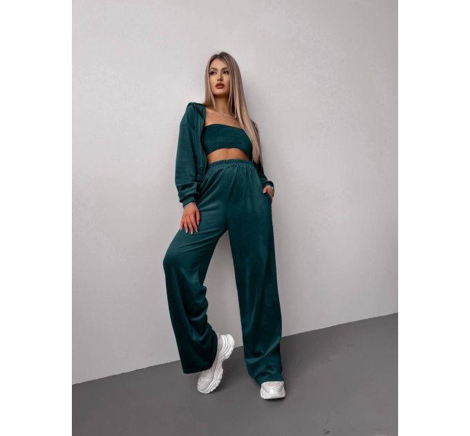 Trendy velour women's tracksuit, two-piece, large color palette