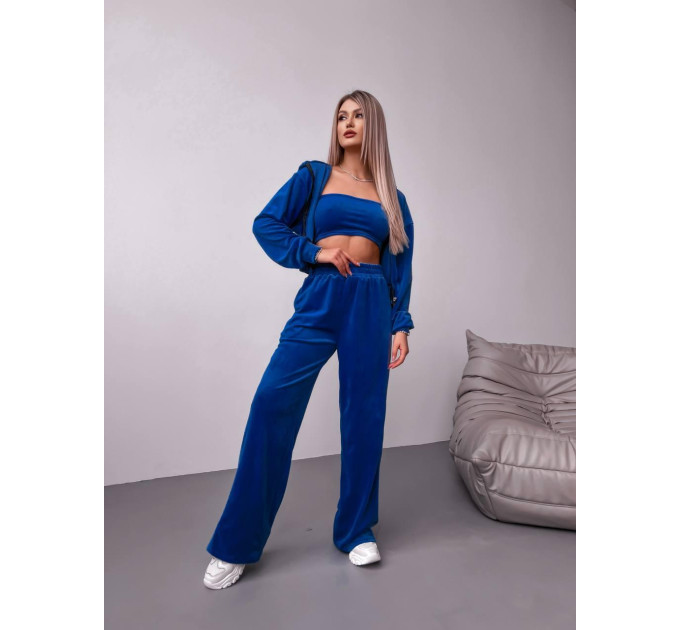 Trendy velour women's tracksuit, two-piece, large color palette