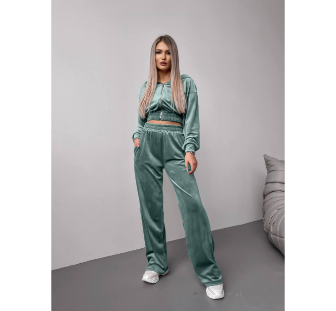 Trendy velour women's tracksuit, two-piece, large color palette