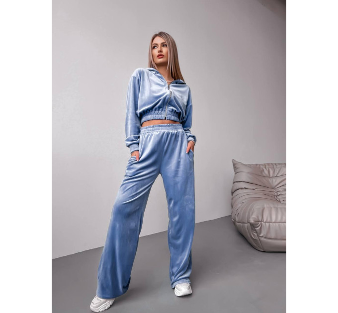 Trendy velour women's tracksuit, two-piece, large color palette