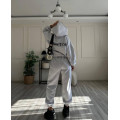 Stylish women's sports suit with fleece “I DON'T CARE” and various colors (Sizes 42-52)
