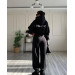 Stylish women's sports suit with fleece “I DON'T CARE” and various colors (Sizes 42-52)