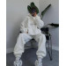 Stylish women's sports suit with fleece “I DON'T CARE” and various colors (Sizes 42-52)
