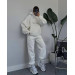 Stylish women's sports suit with fleece “I DON'T CARE” and various colors (Sizes 42-52)