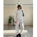 Stylish women's sports suit with fleece “I DON'T CARE” and various colors (Sizes 42-52)