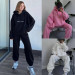 Stylish women's sports suit with fleece “I DON'T CARE” and various colors (Sizes 42-52)