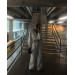 Women's Loose Fit Cropped Zip Hoodie & Straight Sweatpants Suit