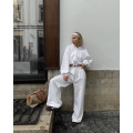Women's Loose Fit Cropped Zip Hoodie & Straight Sweatpants Suit
