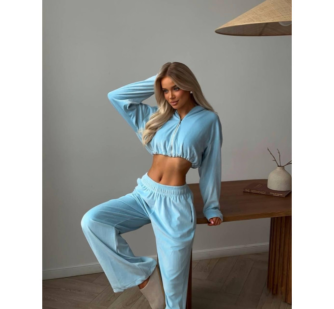 Soft women's velour tracksuit in various colors