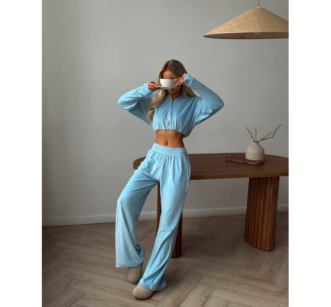 Soft women's velour tracksuit in various colors