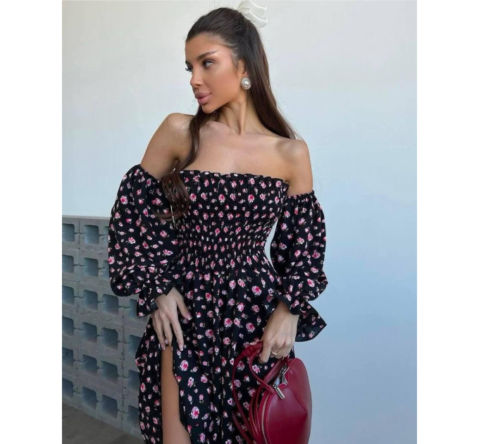 Incredibly delicate women's dress with a floral print