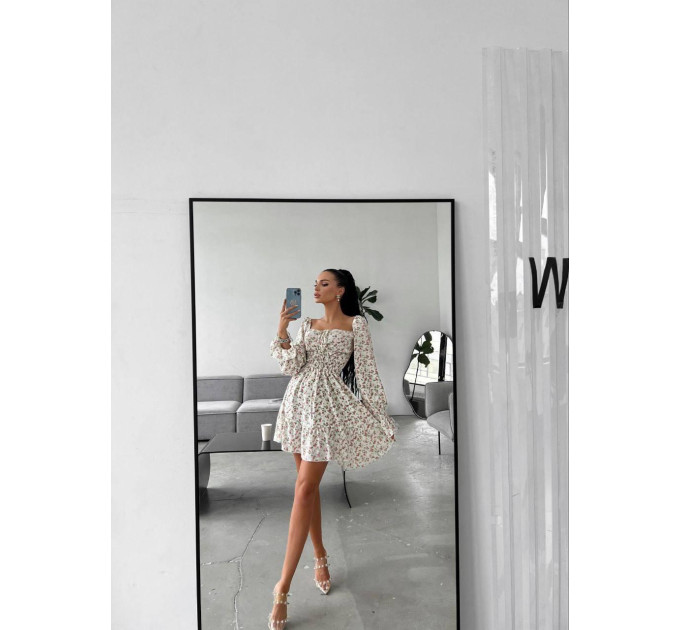 Elegant women's dress with a floral print that will perfectly emphasize your figure