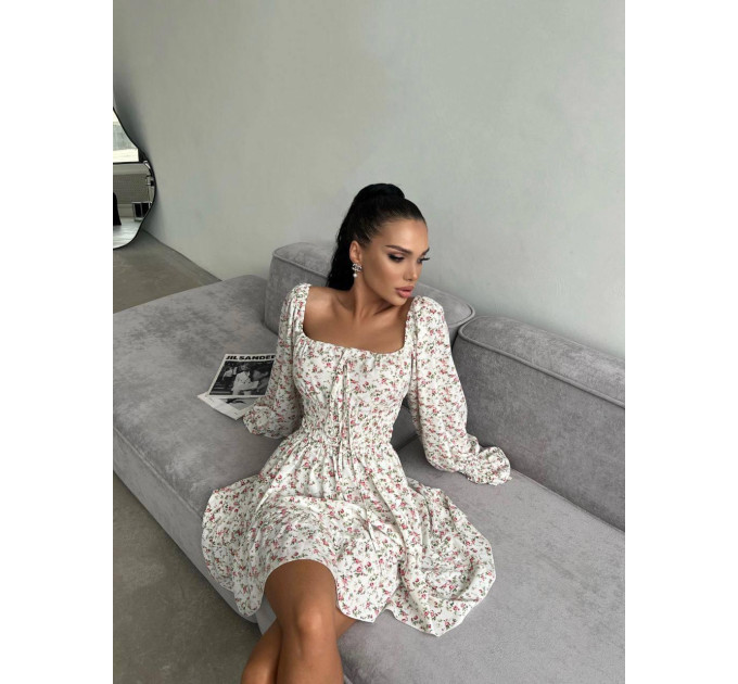 Elegant women's dress with a floral print that will perfectly emphasize your figure