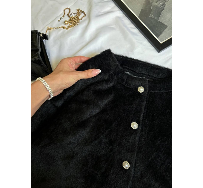 Women's fleece cardigan with pearl buttons