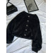 Women's fleece cardigan with pearl buttons