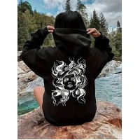 Стильное женское худи с мощным и загадочным принтом Медузы Горгоны на спине 2702 (96)
