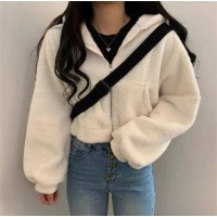 Women's plush fluffy cropped hoodie in various colors 1478 (25)