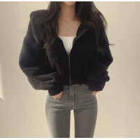 Женское плюшевое пушистое укороченное худи зипка в разных цветах 1478-2 (25)