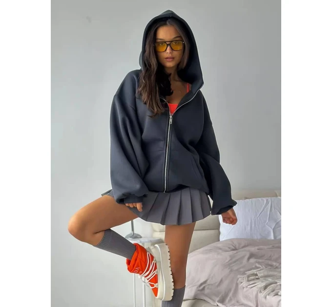 Stylish women's fleece hoodie with print