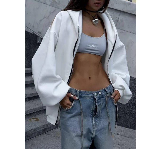 Stylish women's fleece hoodie with print