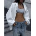 Stylish women's fleece hoodie with print