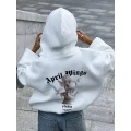 Stylish women's fleece hoodie with print