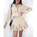 Unrealistically stylish trendy women's business suit two-piece jacket + skirt-shorts (various colors)