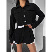 Женский классический деловой костюм двойка трендовый из вельвета 232 (58)