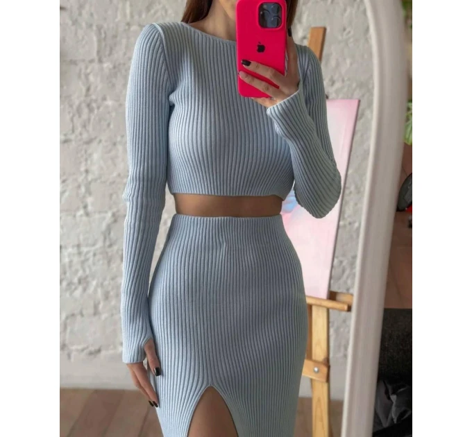 Women's ribbed two-piece suit in various colors