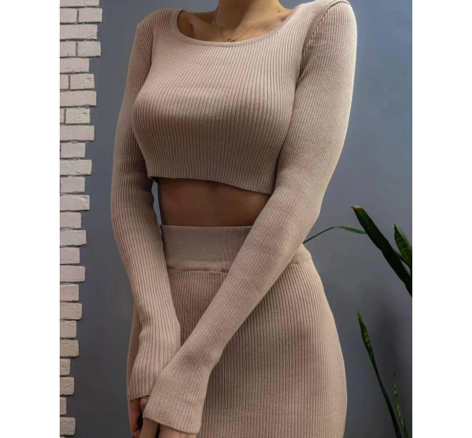 Women's ribbed two-piece suit in various colors