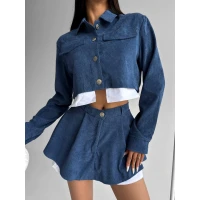 Жіночий класичний діловий костюм двійка трендовий з вельвету 232-2 (58)