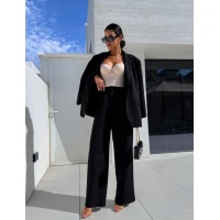 Классический женский деловой костюм двойка пиджак + брюки палаццо в трех цветах 649-1 (65)