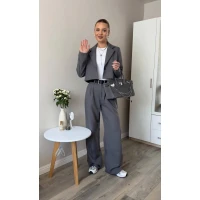 Женский классический костюм укороченный пиджак и брюки палаццо - идеальный образ в вашем гардеробе! 366 (33)