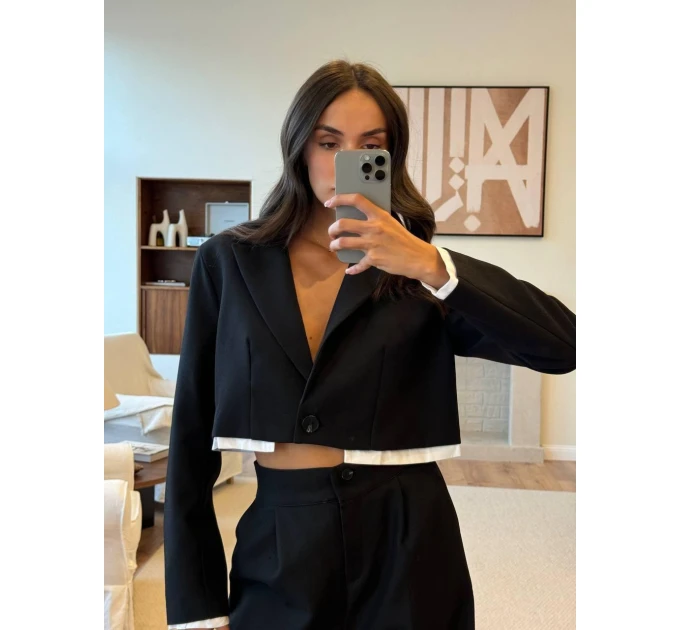 Stylish trendy women's classic business suit two-piece
