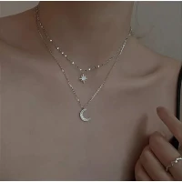 Невероятно красивое двойное ожерелье солнце луна 117