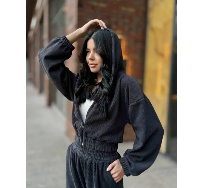 Comfortable spring women's corduroy tracksuit in various colors (Sizes 42-52)